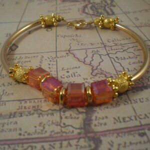 Orange Crystal Cube Bracelet
